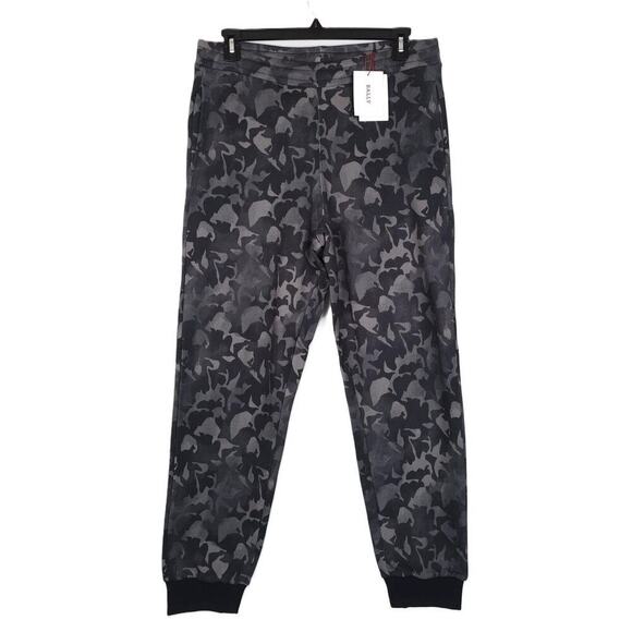 Bally Men's Camo Print Organic Cotton Jogger Sweatpants Black Grey Large NWT - Picture 1 of 11